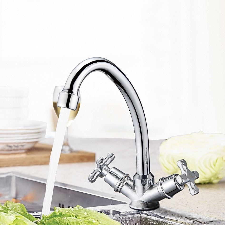 Змішувач для кухні (умивальника) Zerix JIK двохвентельний керамічні кран-букси БЕЗ ШЛАНГІВ Чернівці - фото 3