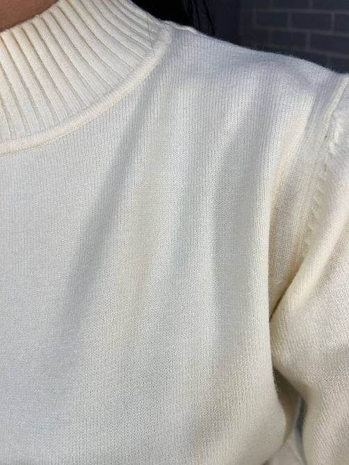 Сукня жіноча Accorddream 2858 светр довга оверсайз комір стійка розріз one size, молочний, one size Київ - фото 2