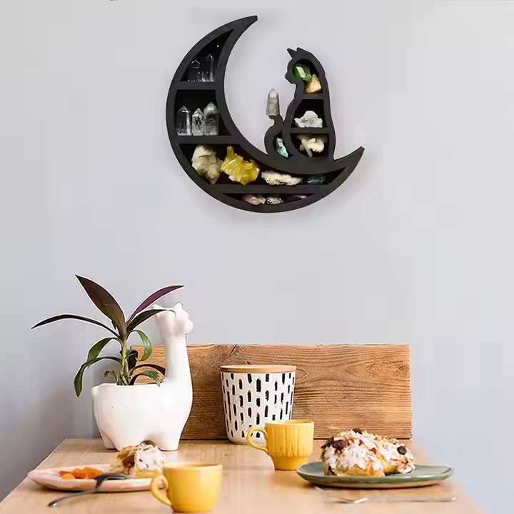 Полка настенная из дерева для декора и украшений, открытая полка на стену 