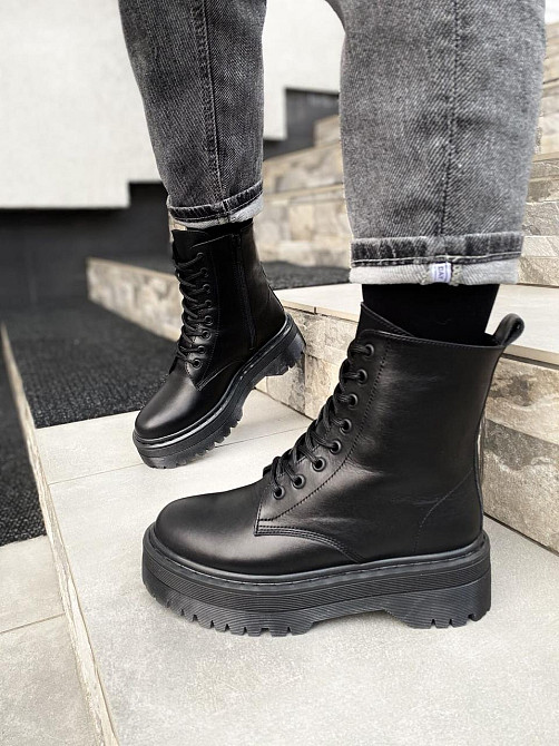 Черевики жіночі RONE Док-5 чорні натуральна шкіра зима висота 13см (4254) Коломия - фото 1