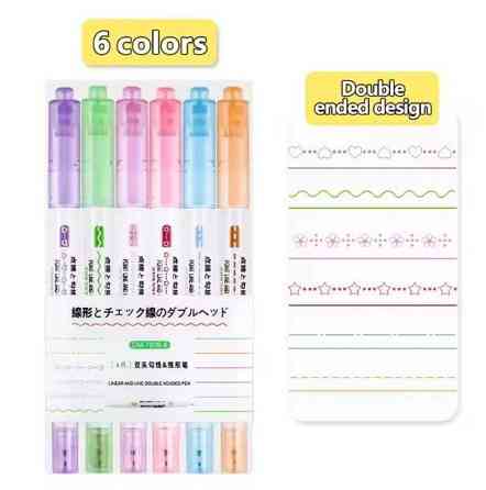 Маркеры фигурные для творчества скетчинга, двухсторонние маркеры четкие линии и роликовый штамп, 6 цветов Каменец-Подольский