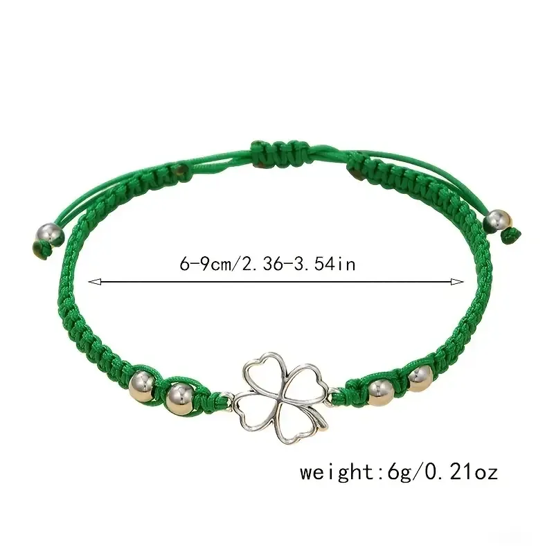 Браслет на удачу с четырёхлистником — регулируемый зелёный шнурок Киев - изображение 5