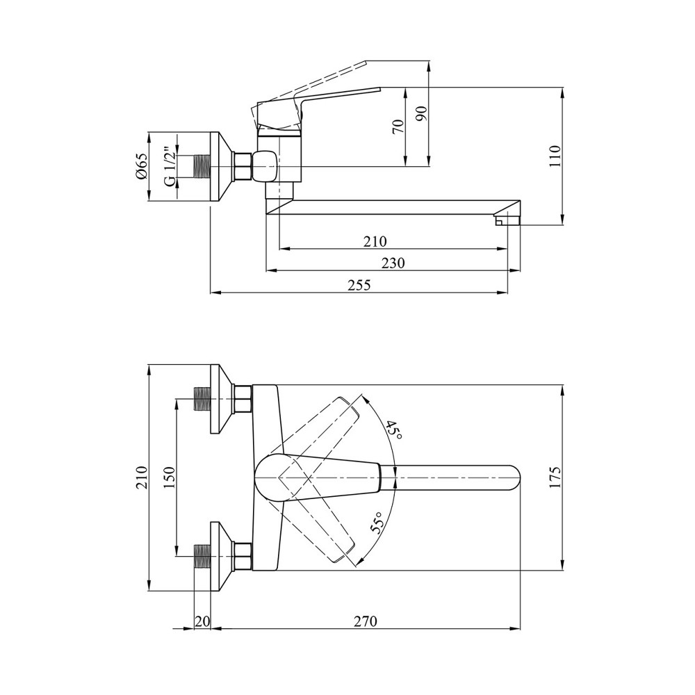 Смеситель для кухни настенный Kroner KRM Oker - С040 Киев - изображение 2
