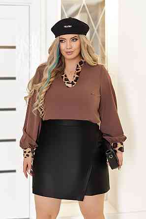 Блуза жіноча з довгими рукавами "Briana" | Норма і батал Шоколадний, 46-48 Київ