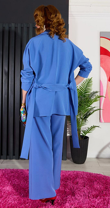 Блакитний брючний костюм-трійка (48) Київ - фото 3