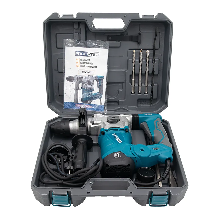 Потужний ударний перфоратор PROFI-TEC RH1700P7 IndustrialLine : 1700 Вт, 7 Дж, набір бурів (007085) Київ - фото 10
