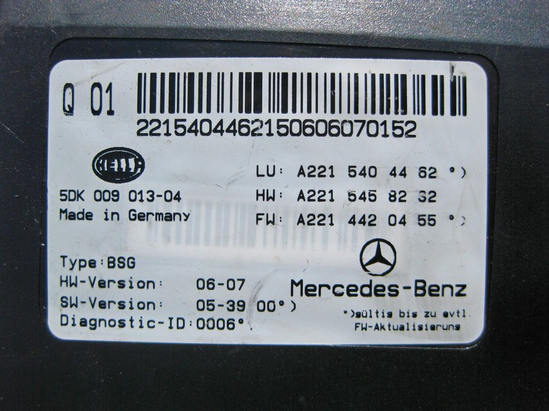 Mercedes-Benz  A2215404462 Блок керування бортової мережі BSG S-Class W221 CL C216 Одеса - фото 5