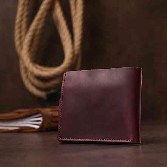 Шкіряне вінтажне портмоне Бордовий (SHVIGEL) Київ