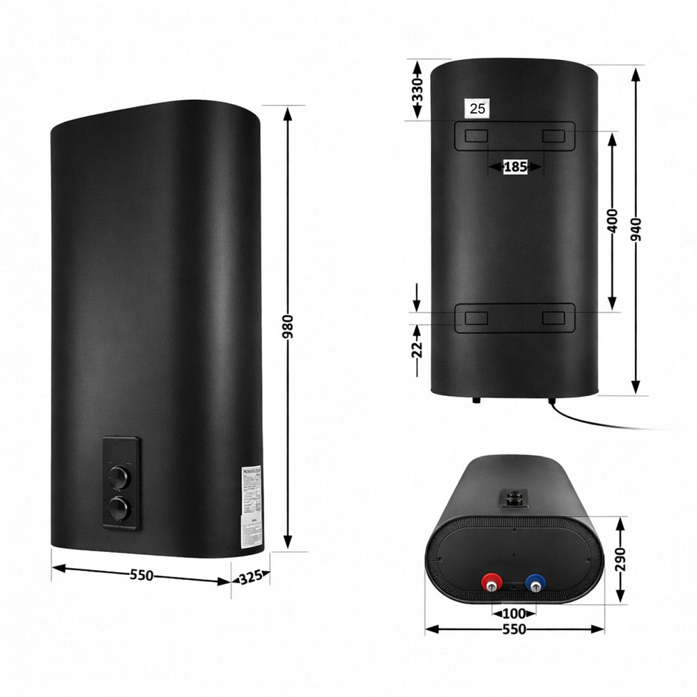 Водонагреватель электрический Thermo Alliance 80 л Black,плоский вертикальный, мокрый ТЭН 2 кВт (0,8+1,2) DT80V20G(PD)/2В Киев - изображение 2