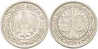 Німеччина 50 пфеннігів 1931 F-VF A Веймарська республіка Полтава