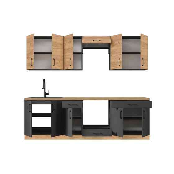 Кухня модульна Эверест Оптима набор №6 Дуб крафт золотой+Антрацит 2,6 м (без столешницы) (DTM-5716) Львов