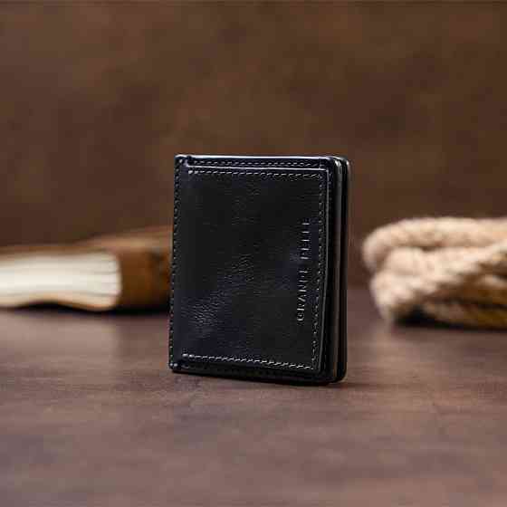 Вертикальне глянсове портмоне з накладною монетницьою GRANDE PELLE 11332 Синє Київ