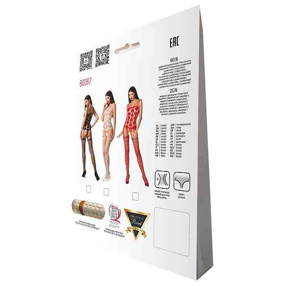 Бодістокінг Passion BS067 red, комбінезон, імітація панчох і топа на бретелях Sex Aura Київ
