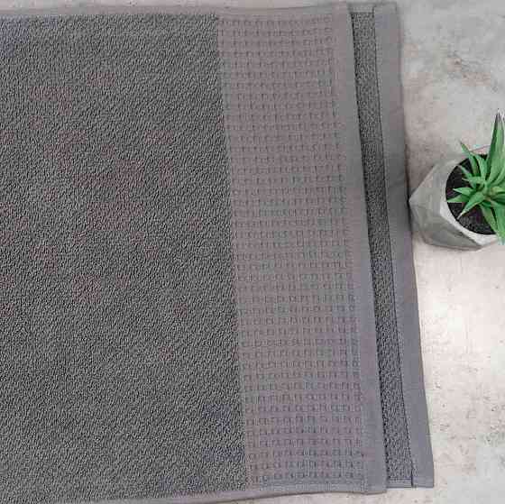 Комплект махрових рушників Вафельний Бордюр 3шт GM Textile 40х70см, 50х90см, 70х140см 500г/м2 (Сірий) Суми
