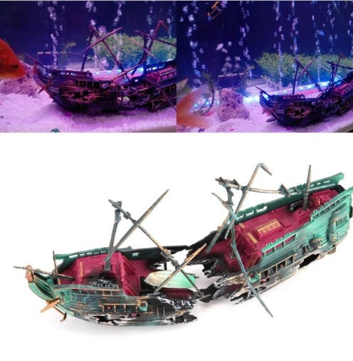 Декор для акваріума Затонулий корабель без коробки розмір 24*12см, пластик Київ - фото 1