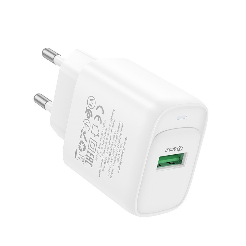 Мережевий зарядний пристрій HOCO C140A Smart single port QC3.0 charger (EU) White Одеса - фото 3