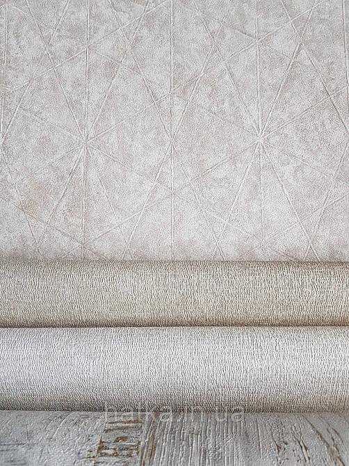 Шпалери вінілові на флізелін Rasch Composition 0,53х10 геометрія смуги фігури під штукатурку бежеві Київ - фото 2