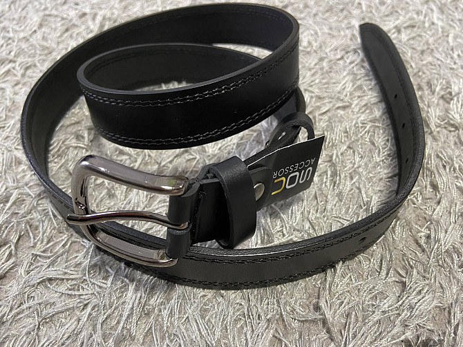 Стильный женский кожаный ремень черного цвета 30 мм PS Leather Киев - изображение 1