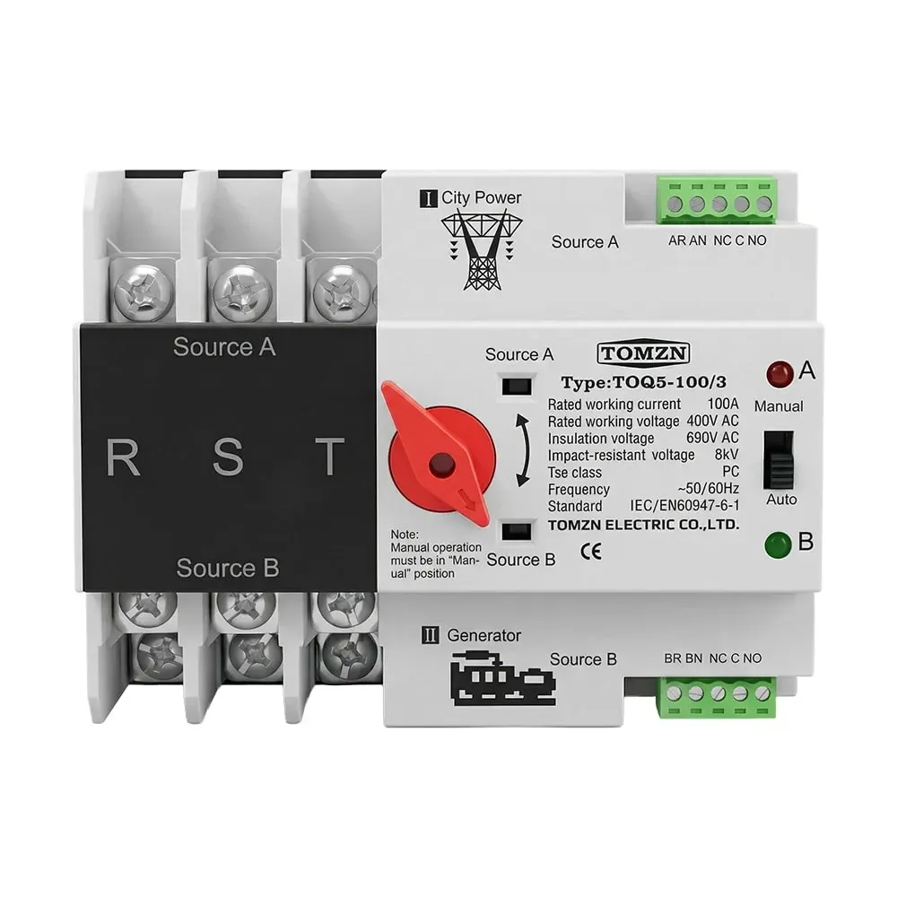 Автоматичний перемикач (АВР) під DIN-рейку TOMZN TOQ5/3P 100A 3 полюси (51-00114) Киев - изображение 9