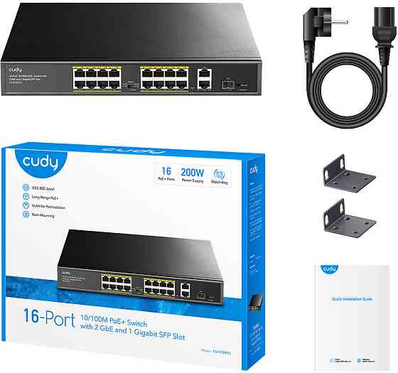 Комутатор Cudy FS1018PS1, 16 порт 10/100M PoE+ Switch with 2 Gigabit Uplink and 1 SFP Port  200W Вінниця