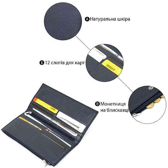 Стильний жіночий шкіряний гаманець ST Leather 19382 Темно-синій Київ