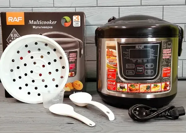 Багатофункціональна мультиварка RAF R.166, 6 л, 900 Вт, 12 програм, антипригарна чаша, відкладений старт Одеса - фото 2