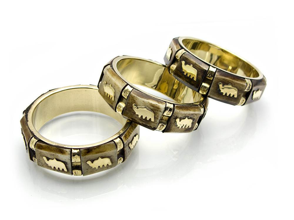 Мідний браслет із кістяними вставками Слони Київ - фото 3