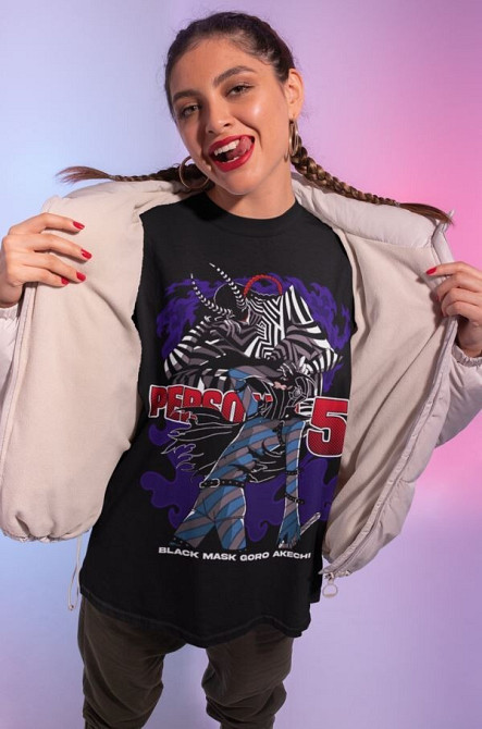 Футболка для хлопчика з аніме принтом Персона Схіртгоро Акекхі Схін оверсайз (зріст від 165 до 180) Чорний AnimeJ0966m Дніпро - фото 3