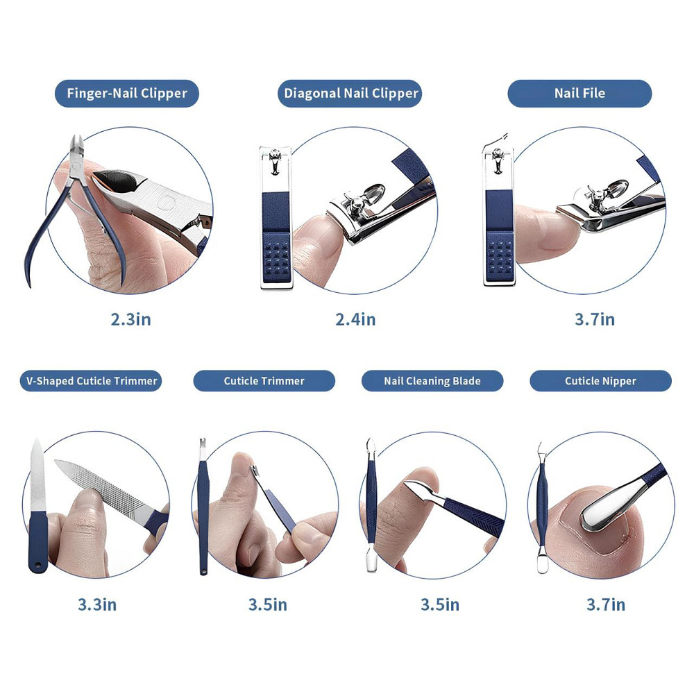 Манікюрно-педикюрний набір RESTEQ з інструментами для догляду за обличчям — 18 предметів у стильному синьому футлярі Київ - фото 5