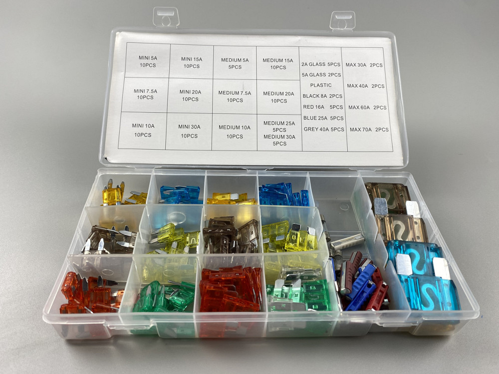 Набір запобіжників 147 шт від 5A до 70А від 5A до 70А  (mini, micro, medium, maxi, круглі скло + круглі кераміка) бокс пластиковий Мукачево - фото 2