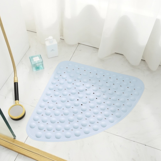Силіконовий трикутний килимок протиковзкий Bathlux на присосках для ванни та душу 54х54 см, блакитний Кам'янець-Подільський