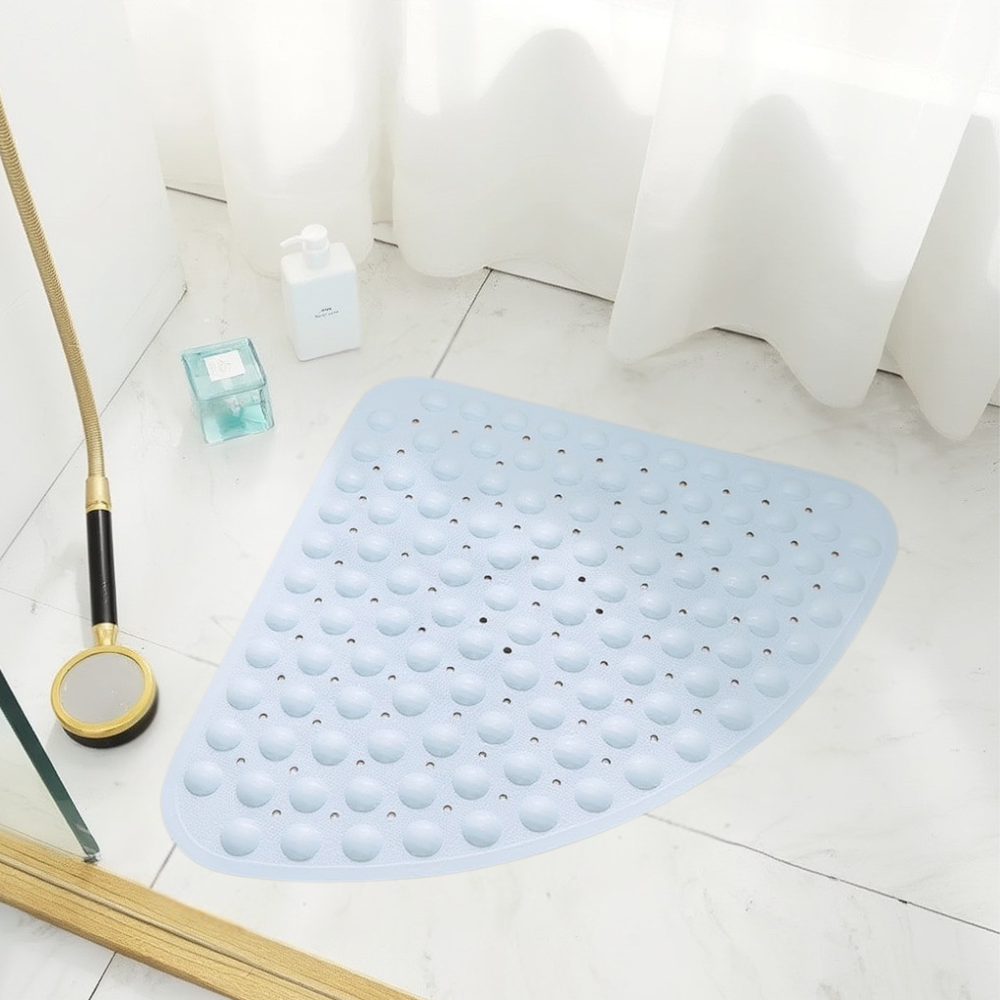 Силіконовий трикутний килимок протиковзкий Bathlux на присосках для ванни та душу 54х54 см, блакитний Кам'янець-Подільський - фото 3