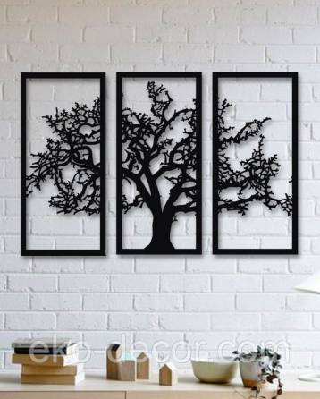 Декоративное настенное Панно «Дерево», Декор на стену 110*156 см, Черный Киев