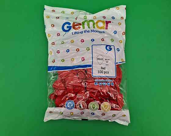 Повітряні кульки пастель червоні 12" (30 см) 100 шт Gemar (1 пач.) Харків