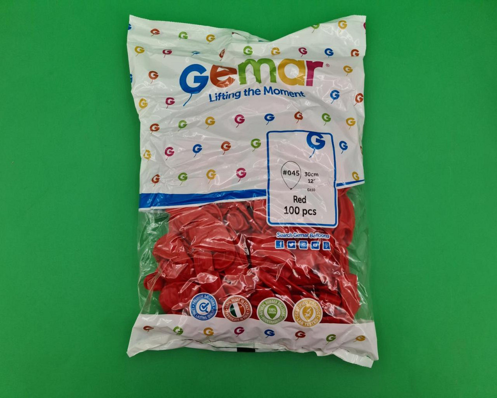Повітряні кульки пастель червоні 12" (30 см) 100 шт Gemar (1 пач.) Харків - фото 1