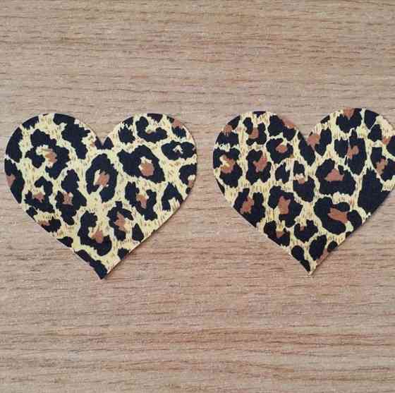 Стікіні на груди Сердечка 8 см леопардовий Київ