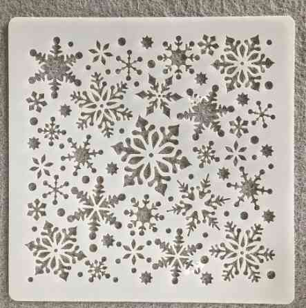 Новогодний трафарет Снежинки 20 на 20 см серый Киев