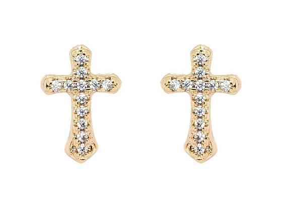 Серьги Позолота 18K пусеты Крестики с цирконием (173087) ТМ XUPING Киев