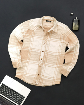 Тепла чоловіча сорочка Бейджин Бежевий M Харків