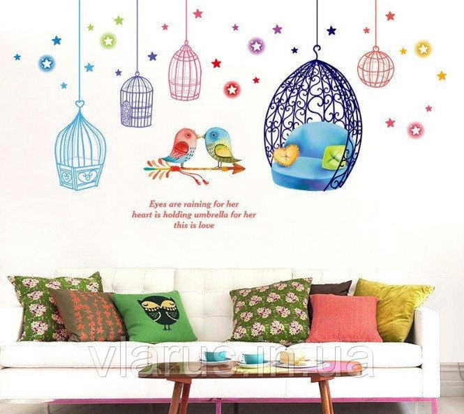 Інтер'єрна наклейка у спальні Пташки з клітинами Київ - фото 4