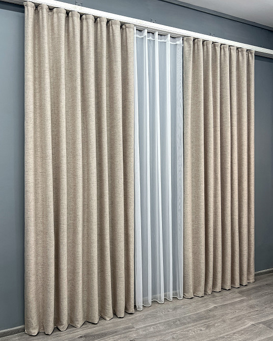 Комплект готових штор VR-Textil TWEED_V № 1917ш Бежевий 150х290 см 2 шт (33-0985) Київ - фото 4