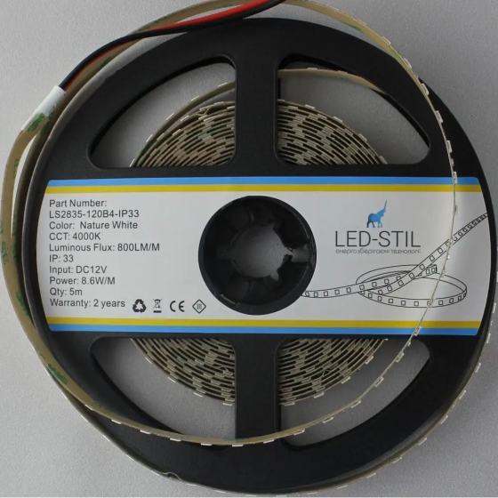 LED-STIL LED стрічка LED-STIL 4000K, 8,6 Вт/м, 2835, 120 діодів, IP33, 12V, 700 LM, нейтральне Коломия