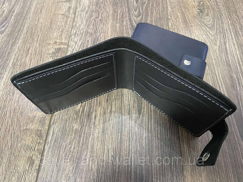 Стильный кошелек ручной роботы на кнопке из винтажной кожи Onda Киев - изображение 5