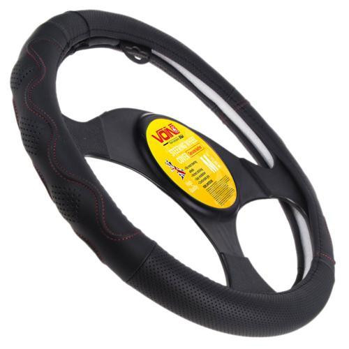 Чохол на кермо VLOD-L283 чорн-червоний M, перфорована шкіра Харків - фото 2