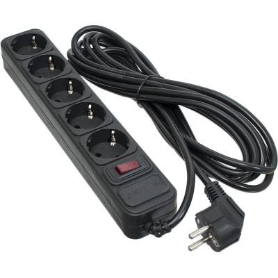 Мережевий фільтр живлення Patron 5.0 m3*1mm2 (SP-1055) 5 розеток BLACK (EXT-PN-SP-1055) Вінниця - фото 1