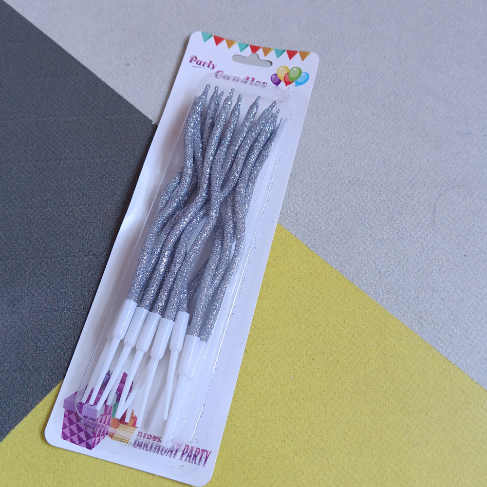 Свічки для торта 12 шт. блиск срібло Київ - фото 2