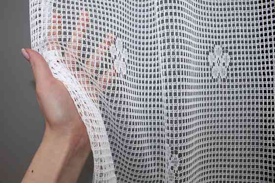 Тюль сетка VR-Textil Juli № 890т Арка на кухню цвет белый с светло-коричневым 300х150 см (53-0007) Киев