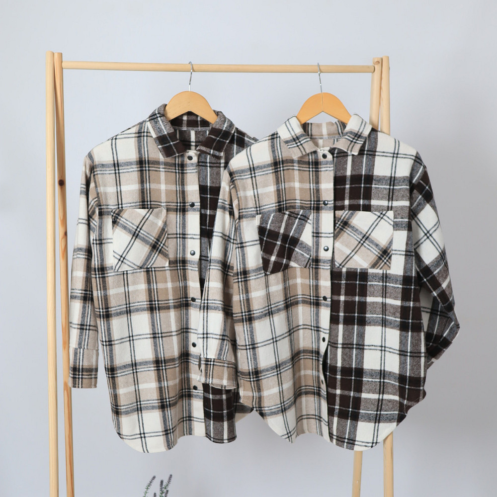 Детская теплая рубашка унисекс в бежевую клетку (цена указана за 1шт) 104-110 Каменец-Подольский - изображение 5