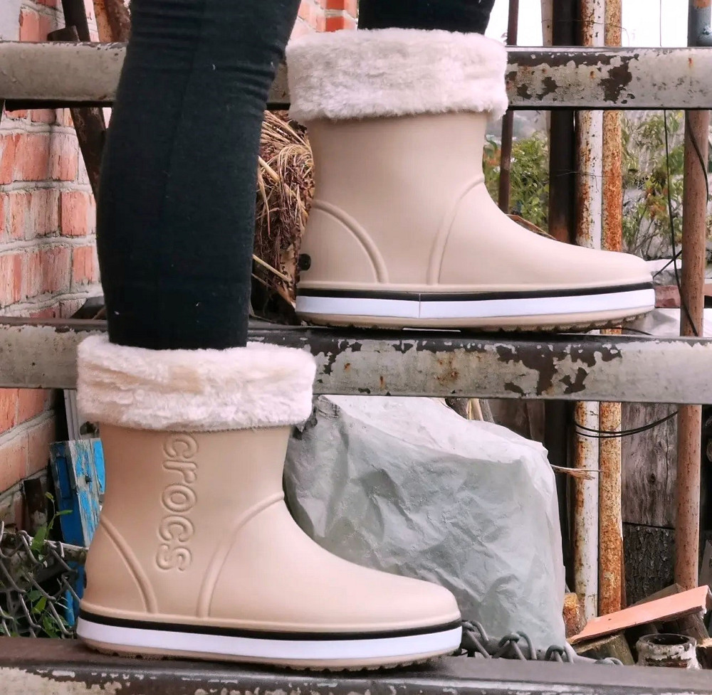 Жіночі Гумові Напівчоботи CROCS Бежеві Чоботи Крокси Теплі Зимові (розміри: 36,37,38,39,40,41) - 26 Дніпро - фото 2