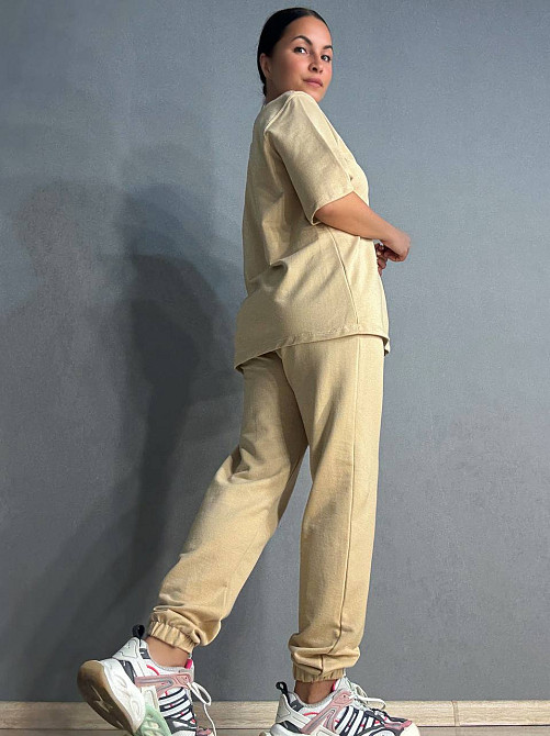 Костюм женский Pepper&mint 24-01-01 оверсайз футболка с брюками на резинке капучино, капучино, L Киев - изображение 8